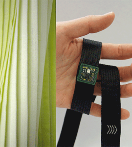 Textilband mit integrierten isolierten Leitern und Elektronikmodulen, Textile Prototyping Lab