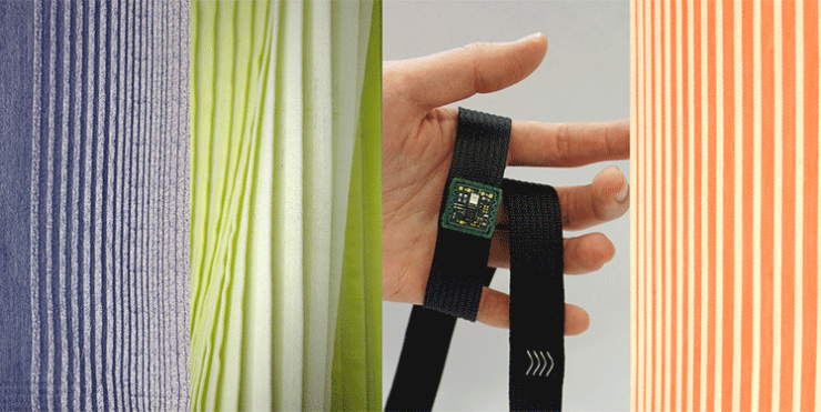 Textilband mit integrierten isolierten Leitern und Elektronikmodulen, Textile Prototyping Lab