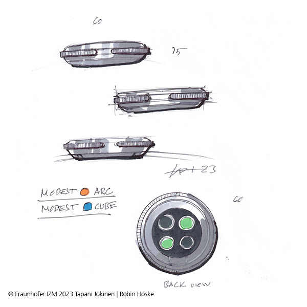 Sketches of the reinvented smartphone of the future: MODEST ARCH
© Fraunhofer IZM 2023: Tapani Jokinen & Robin Hoske