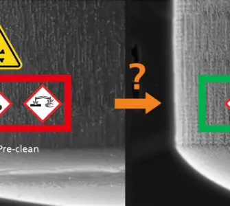 Vergleich: Through Silicon Via-Boden vor (links) und nach (rechts) der Entfernung des Fotolacks | © Fraunhofer IZM-ASSID | Marty's Art – stock.adobe | Siam – stock.adobe