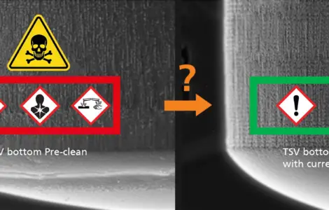 Vergleich: Through Silicon Via-Boden vor (links) und nach (rechts) der Entfernung des Fotolacks | © Fraunhofer IZM-ASSID | Marty's Art – stock.adobe | Siam – stock.adobe