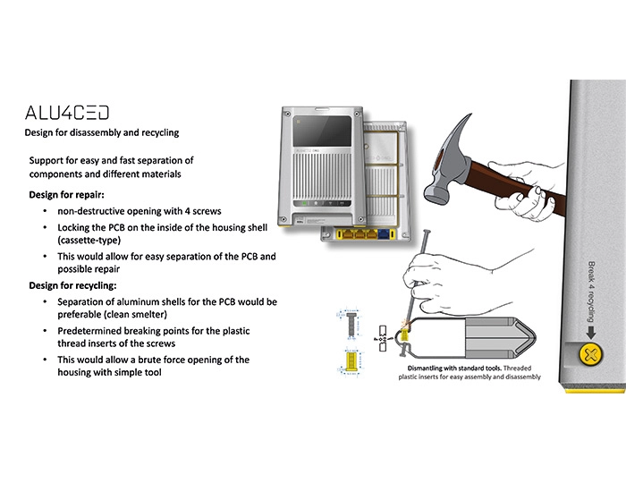 Circular WLAN routers with sustainable aluminum bodies: A concept study of the aluminum body - the identical shape of the top and bottom pieces helps save time and costs in manufacturing. | © Tapani Jokinen