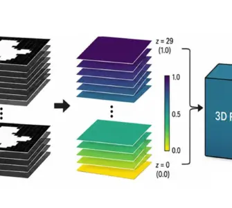 Surrogate diffusion simulation: Starting with a binary 2D mask, a set of random masks is first generated, which are then converted by a neural network into correlated distribution fields (speckle patterns). These fields serve as input for a 3D FDTD simulation model, which generates a stack of 2D intensity images with characteristic wave and interference patterns.